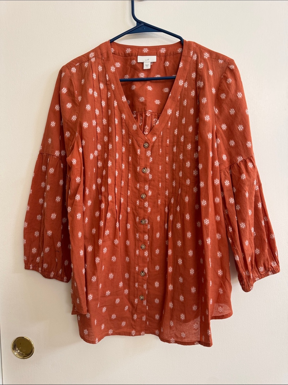 J.Jill Rust colored Floral Button-Front Top